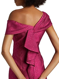 Speckle Jacquard Twist Cocktail Dress