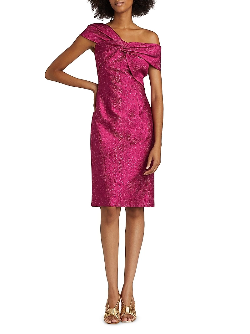 Speckle Jacquard Twist Cocktail Dress