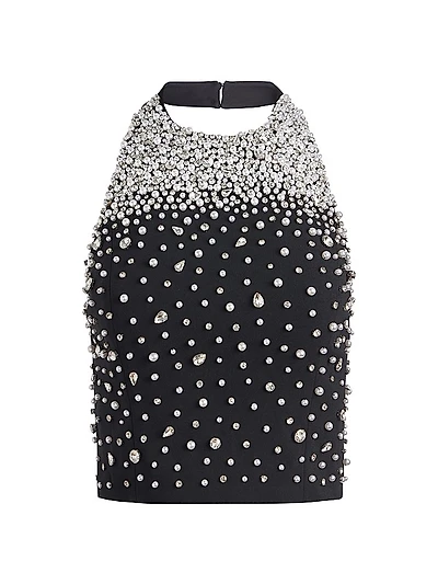 Kiesha Crystal-Embellished Halterneck Top