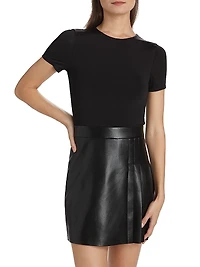 Chara Faux Leather Pleated Minidress