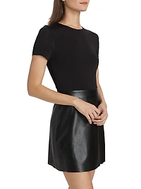 Chara Faux Leather Pleated Minidress