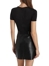 Chara Faux Leather Pleated Minidress