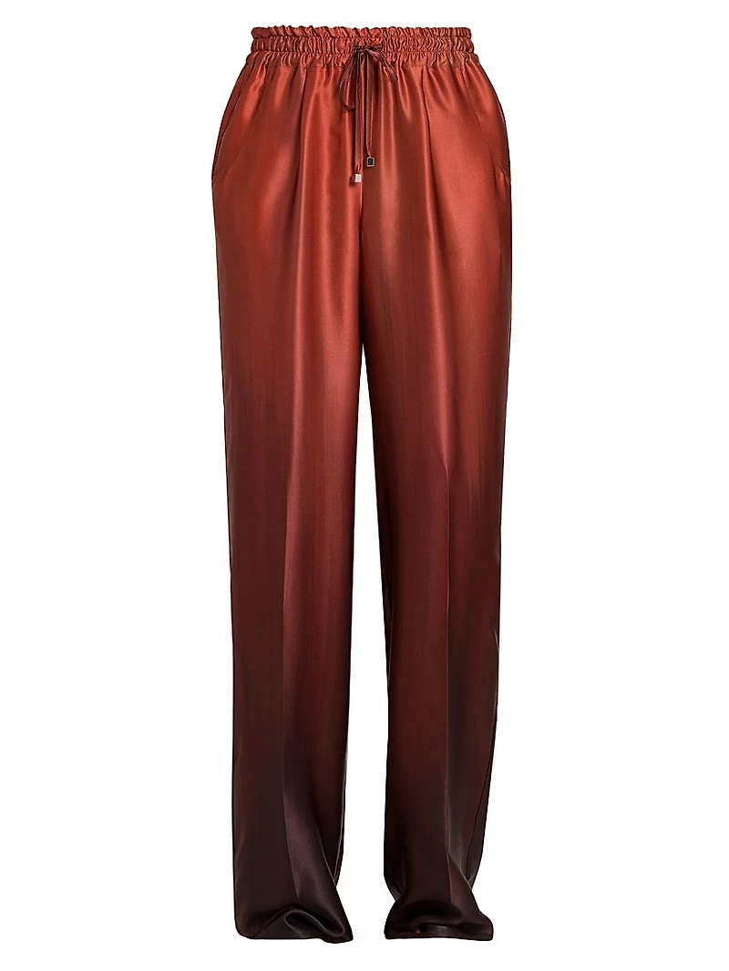 Ombré Silk Drawstring Pants