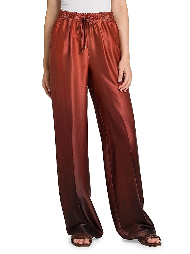 Ombré Silk Drawstring Pants