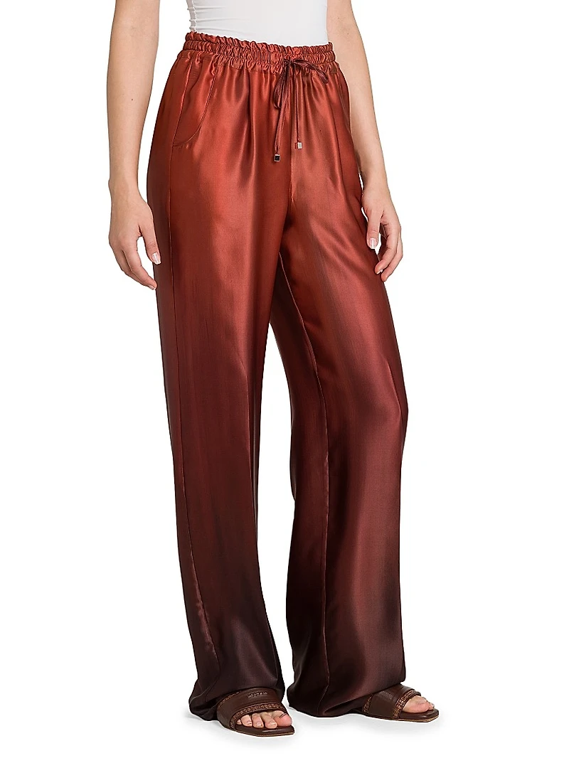 Ombré Silk Drawstring Pants