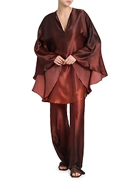 Ombré Silk Drawstring Pants