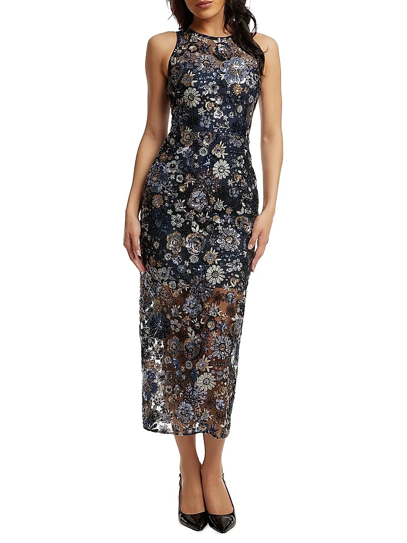 Helena Floral Mesh Cocktail Dress
