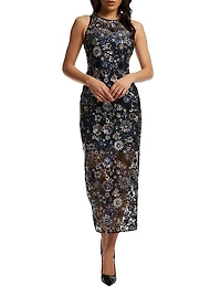 Helena Floral Mesh Cocktail Dress
