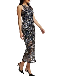 Helena Floral Mesh Cocktail Dress