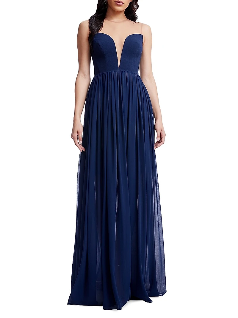 Eleanor Illusion Plunge Gown