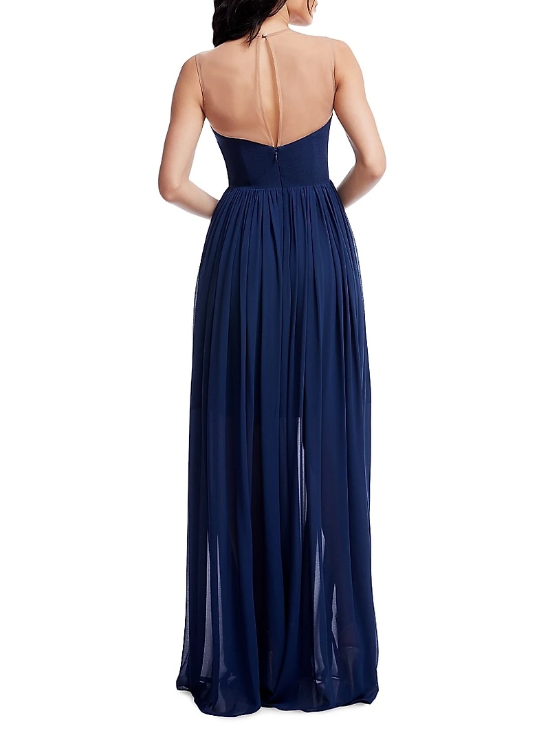 Eleanor Illusion Plunge Gown