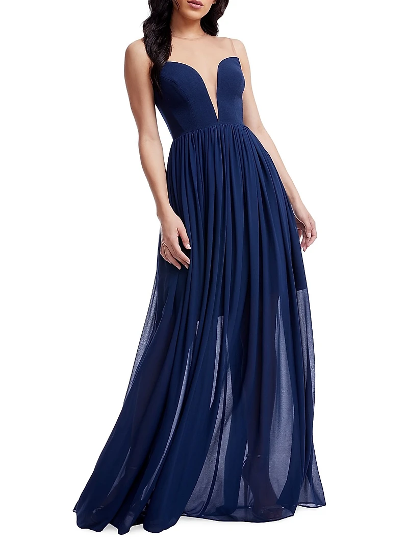 Eleanor Illusion Plunge Gown