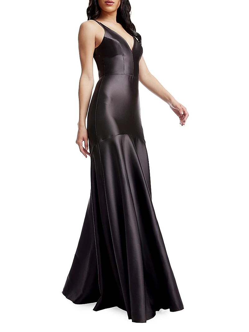 Shirley Seamed Satin Gown