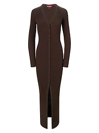Shoko Rib-Knit Long-Sleeve Maxi Dress