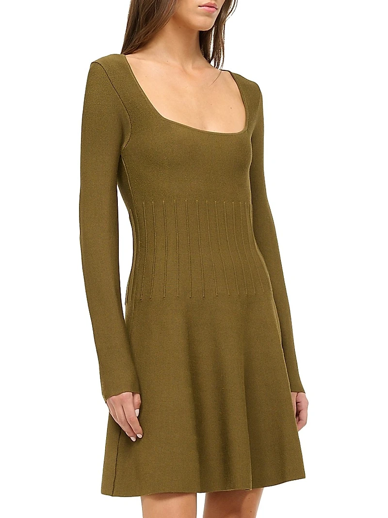 Deora Knit Fit & Flare Long-Sleeve Minidress
