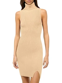 Callum Rib-Knit Turtleneck Minidress