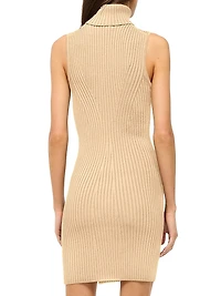 Callum Rib-Knit Turtleneck Minidress