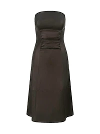 Bowery Leather Strapless Midi-Dress