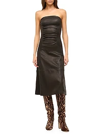 Bowery Leather Strapless Midi-Dress