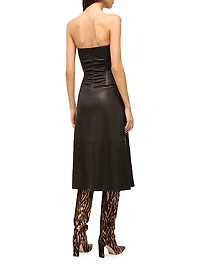 Bowery Leather Strapless Midi-Dress