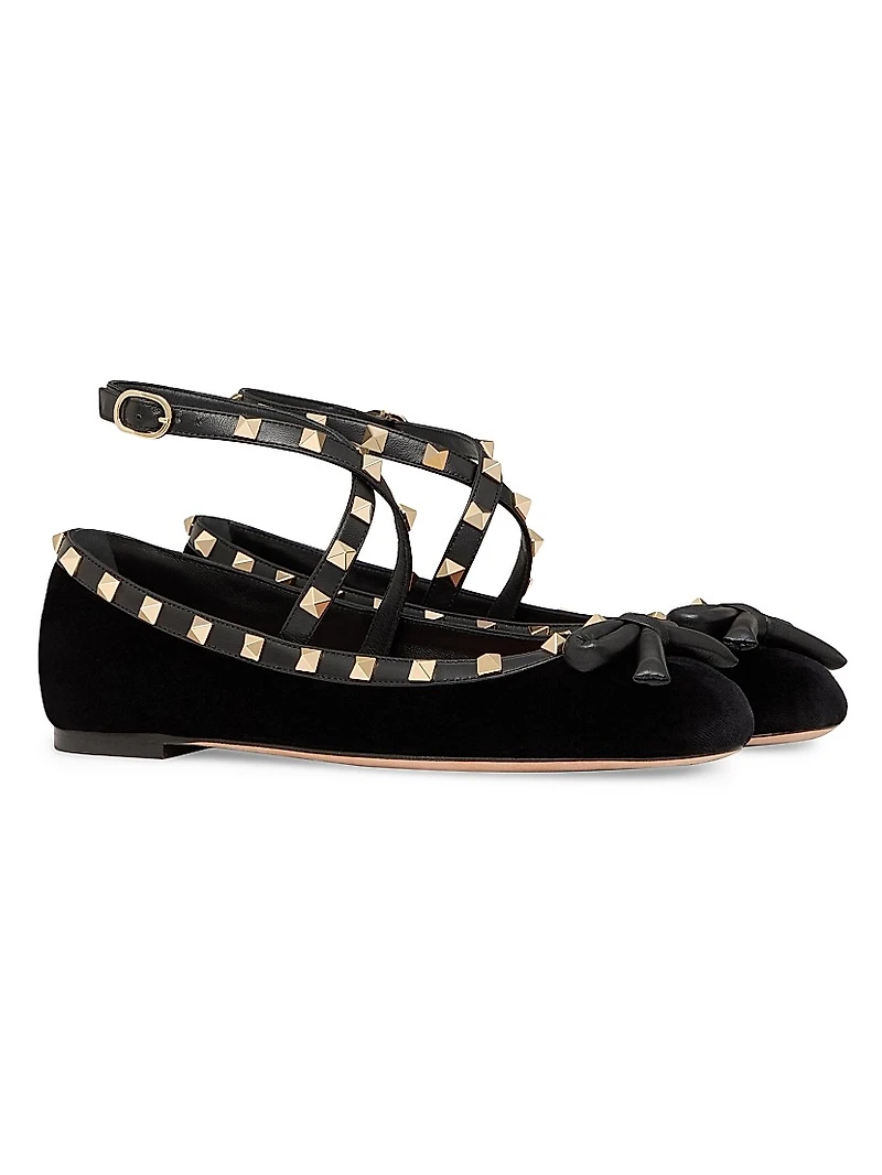Rockstud 5MM Velvet Ballerina Flats