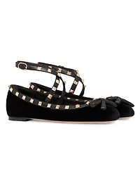 Rockstud 5MM Velvet Ballerina Flats