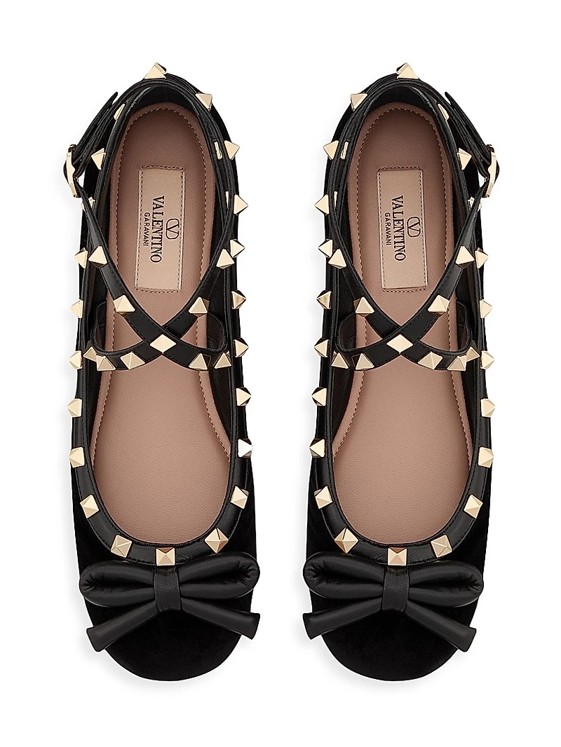 Rockstud 5MM Velvet Ballerina Flats
