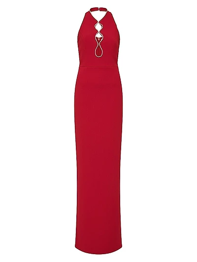 Akari Crystal-Embellished Backless Gown