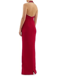 Akari Crystal-Embellished Backless Gown