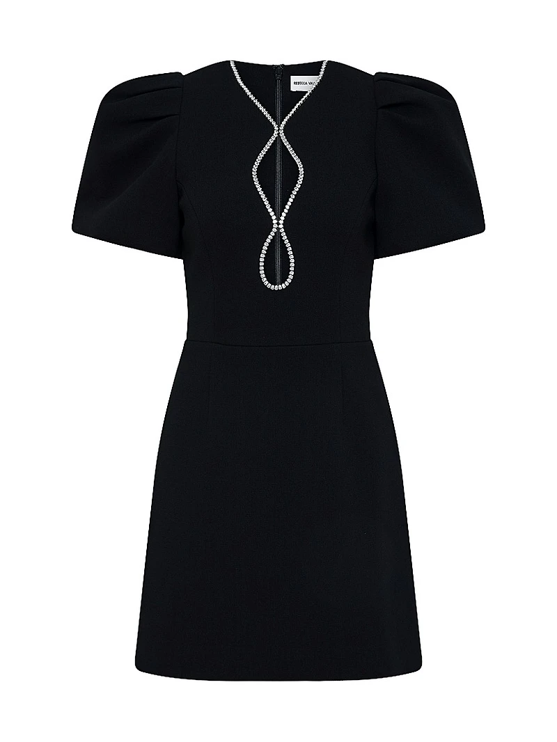 Estella Crystal-Embellished Balloon-Sleeve Minidress