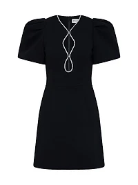 Estella Crystal-Embellished Balloon-Sleeve Minidress