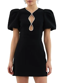 Estella Crystal-Embellished Balloon-Sleeve Minidress