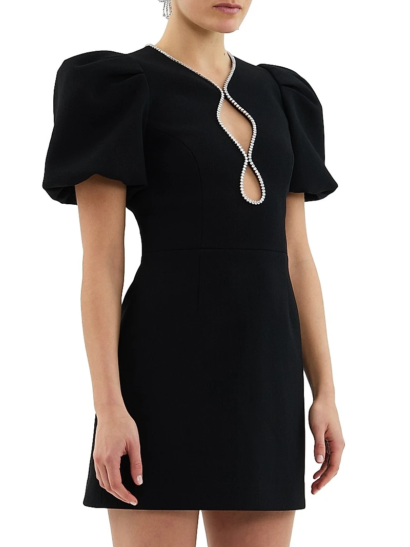 Estella Crystal-Embellished Balloon-Sleeve Minidress