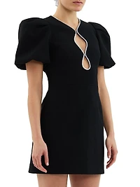 Estella Crystal-Embellished Balloon-Sleeve Minidress
