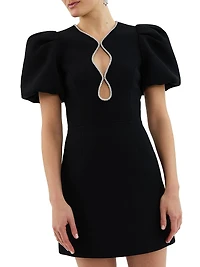 Estella Crystal-Embellished Balloon-Sleeve Minidress