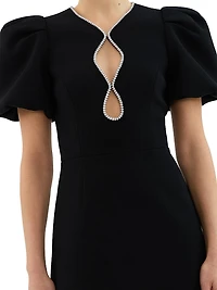 Estella Crystal-Embellished Balloon-Sleeve Minidress