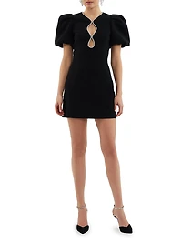 Estella Crystal-Embellished Balloon-Sleeve Minidress
