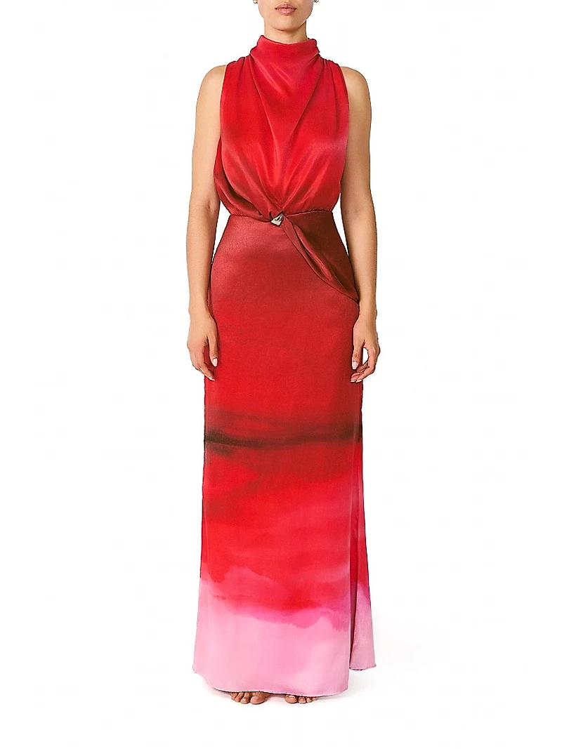 Islote Cara Ombré Mock-Turtleneck Maxi Dress