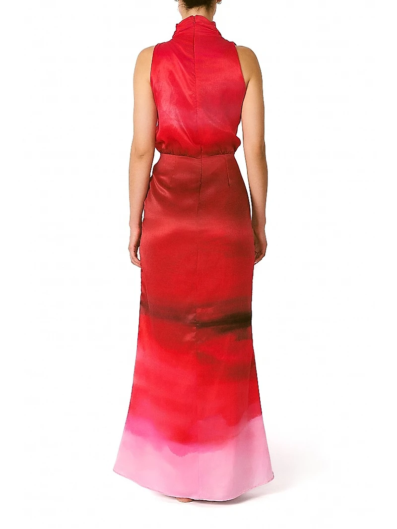 Islote Cara Ombré Mock-Turtleneck Maxi Dress