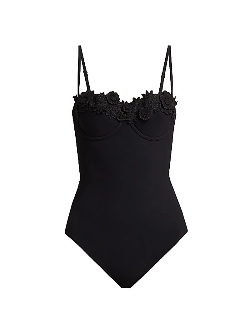 Everley Floral Appliqué One-Piece Swimsuit