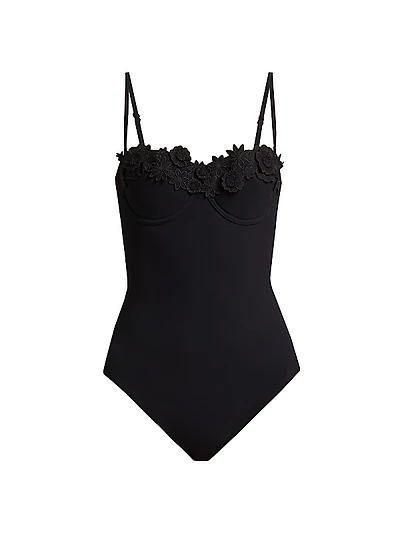 Everley Floral Appliqué One-Piece Swimsuit