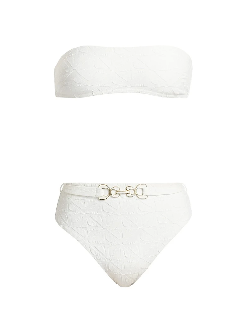 Maxine Textured Bandeau Bikini Set