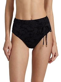 Wylie Textured High-Waisted Bikini Bottom