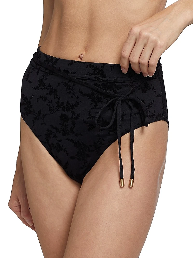 Wylie Textured High-Waisted Bikini Bottom