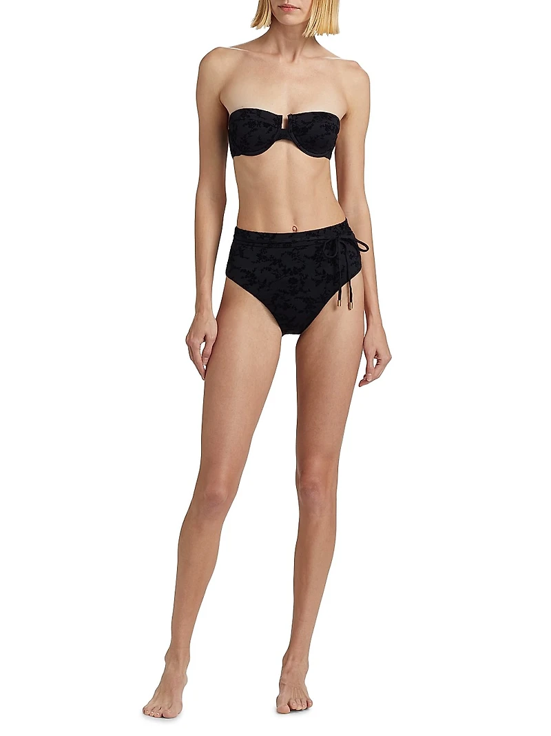 Wylie Textured High-Waisted Bikini Bottom