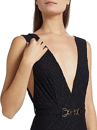 Maxine Monogram Plunge One-Piece Swimsuit
