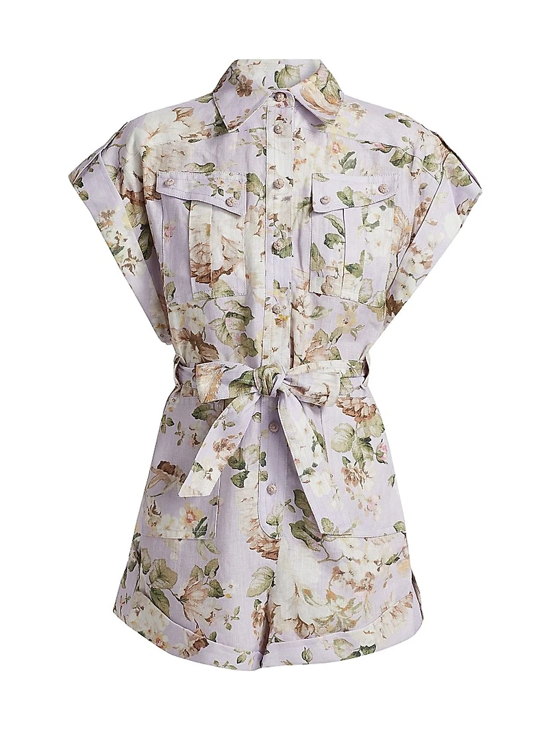 Acacia Floral Linen Pocket Romper