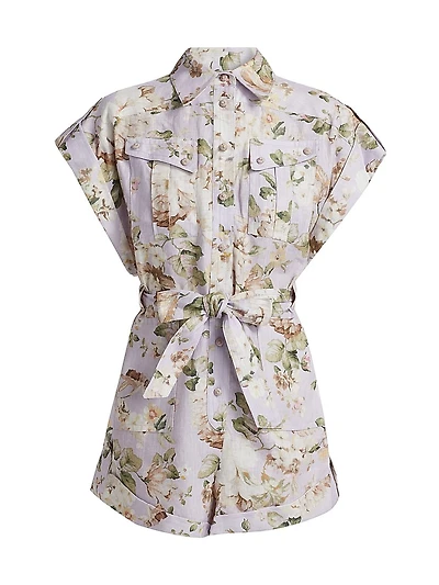 Acacia Floral Linen Pocket Romper