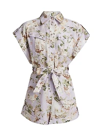 Acacia Floral Linen Pocket Romper