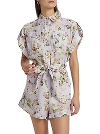 Acacia Floral Linen Pocket Romper